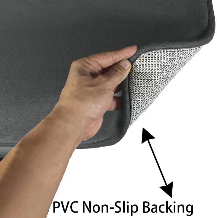 Madeals Velvet Toilet Lid Cover and Tank Lid Cover with Memory Foam Toilet Mat 3 Piece Toilet Contour Rug Set Drak Gray - Image 5